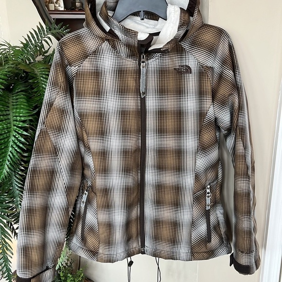 The North Face Morgan TNF Apex Brown Plaid Ski Snowboard Zippered Hooded Jacket - Picture 2 of 16